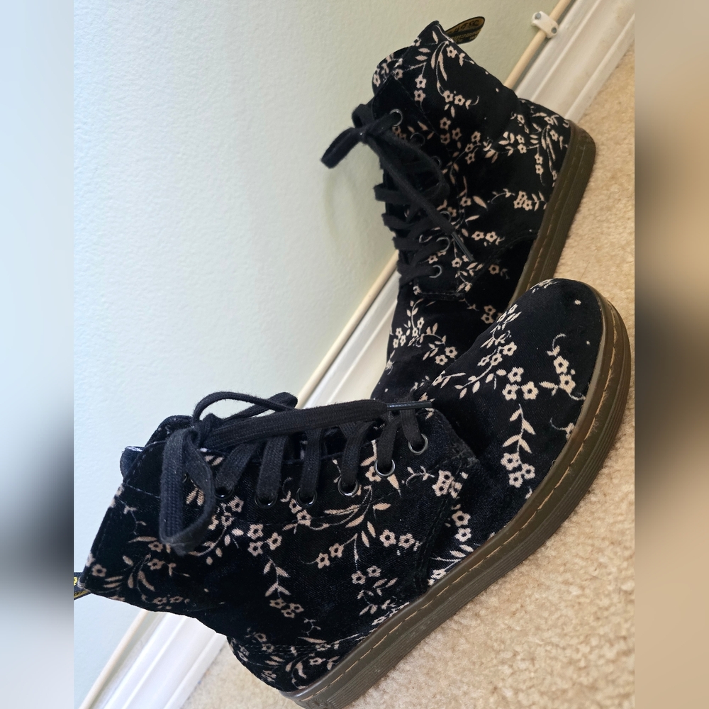 Floral Black Ankle Boots